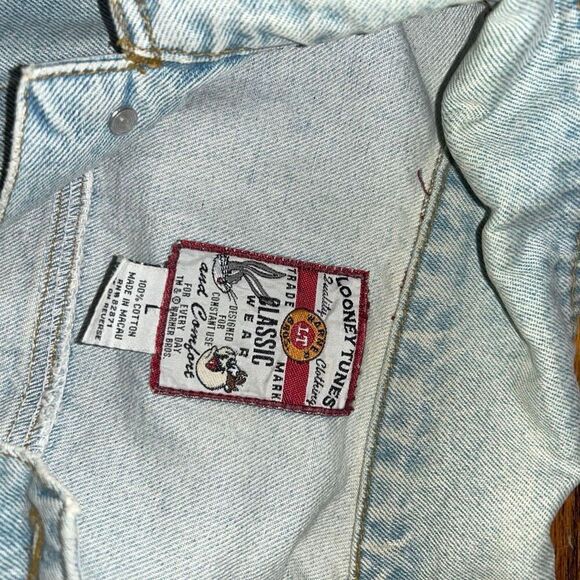 RARE LOONEY TUNES ACME TRADING I GROW MY OWN EMBROIDERED DENIM JACKET - Picture 3 of 7